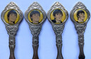 Beatles - Vintage Set of 4 Tea Spoons W/  Portrait Ends (Yellow Background)