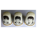 Beatles - Vintage 3 Fine Bone China Staffordshire England Thimbles w/ B/W Heads & Gold Trim