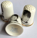 Beatles - Vintage 3 Fine Bone China Staffordshire England Thimbles w/ B/W Heads & Gold Trim
