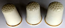 Beatles - Vintage 3 Fine Bone China Staffordshire England Thimbles w/ B/W Heads & Gold Trim