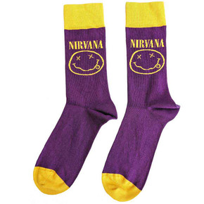 Nirvana - Smiley Face Purple And Yellow Unisex Socks Nirvana - Smiley Face Purple And Yellow Unisex Socks