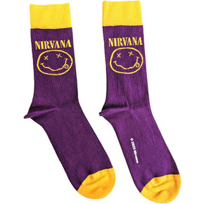 Nirvana - Smiley Face Purple And Yellow Unisex Socks Nirvana - Smiley Face Purple And Yellow Unisex Socks