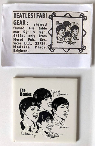 Beatles - Original 1963 H & R Johnson Proudholme Products Ceramic Table Tile/Plaque