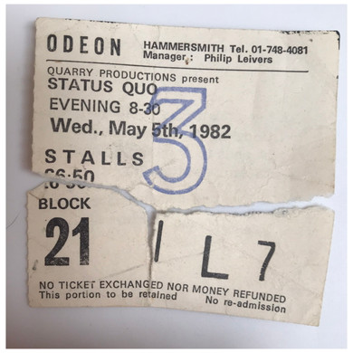 Status Quo - 1+9+8+2 XX 1982 UK Original Concert Tour Program With Hammersmith Odeon Ticket