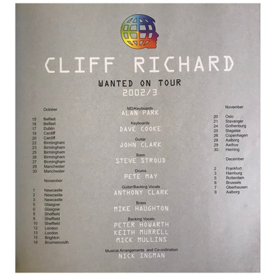 Cliff Richard - Wanted On Tour 2002/03 Original Concert Tour Program