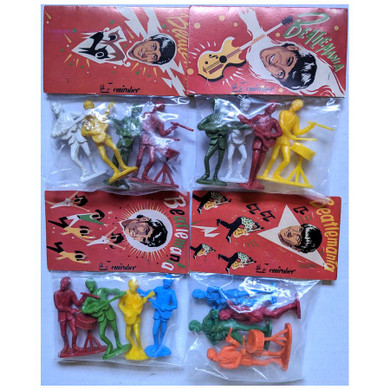 Beatles - 4 Packs (Complete Set 16 Figures) 1960s Beatlemania Emirober Plastic Figures/Cake Toppers