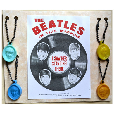 Beatles - 1960s Set Of 4 The Beatles In This Machine I Saw Her Standing There Gumball Charms/Keychains