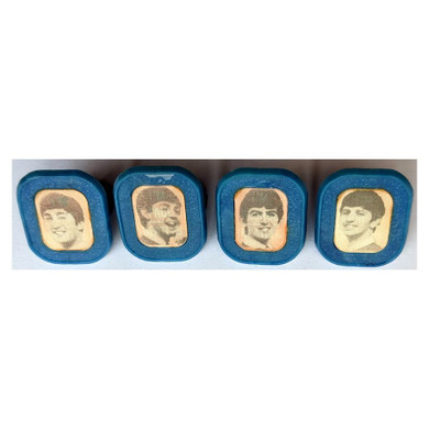 Beatles - Original 1960s Complete Set 4 Blue Flasher Gumball Rings