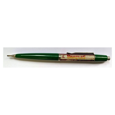 Beatles - Original 1960s Denmark Green Plastic Ballpoint Click Pen W/Beatles Signatures