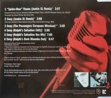 Michael Buble - Spider-Man Theme (Junkie XL Remix) 6 Track CD Single