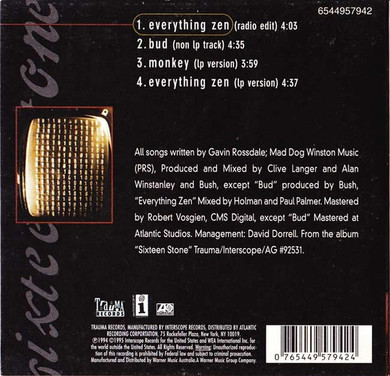 Bush - Everything Zen  4 Track CD Single