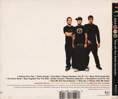 Blink-182 Take Off Your Pants And Jacket CD