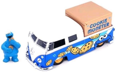 Sesame Street - 1:24 '63 Vw Bus with Cookie Monster Hollywood Ride Die Cast Car