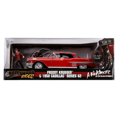 Nightmare On Elm Street - 1:24 1958 Cadillac Series 62 with Figure Hollywood Rides Die Cast Car