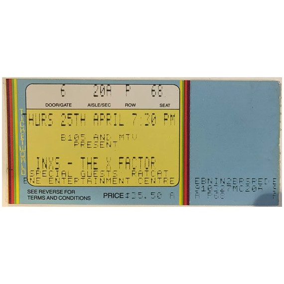 Inxs - 1991 Brisbane Australia Entertainment Centre Vintage Concert Ticket