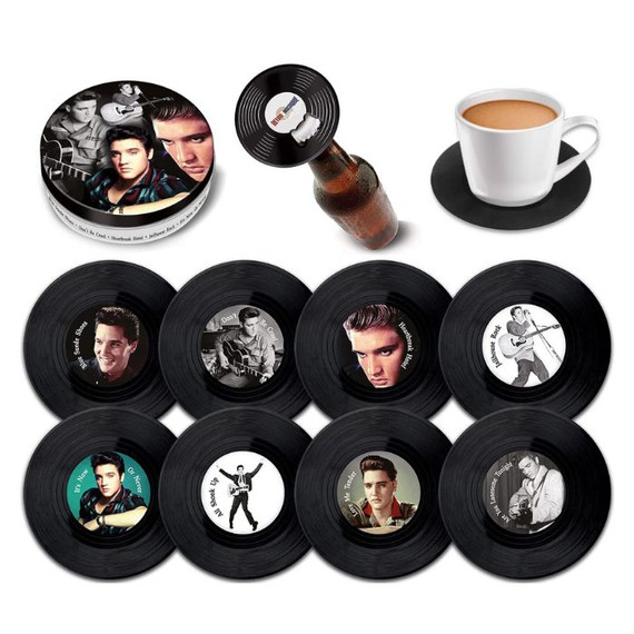 Elvis Presley -  8 Piece Coaster Set with Bottle Opener