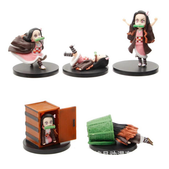 Demon Slayer - Set of 5 Different  Nezuko Kamado Poses 6cm figures