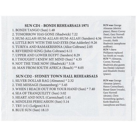 Sun - The Rehearsal Tapes 1971 - 1973 4CD (NEW)