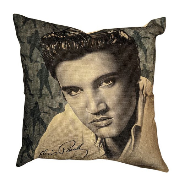 Elvis Presley - Portrait Black & White Canvas Style 45x45cm Cushion