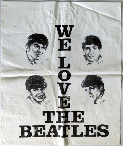 Beatles - Vintage 1970s We Love The Beatles White Shopping Bag