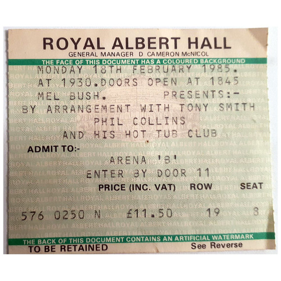 Phil Collins - No Jacket Required Original 1985 Concert Tour Program With Royal Albert Hall  Ticket