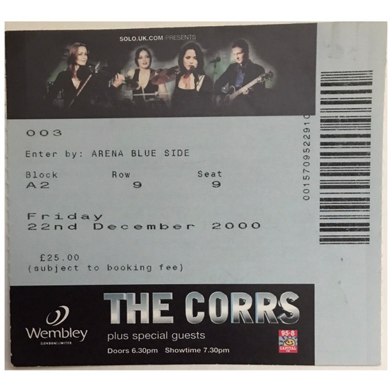 Corrs - Tour In Blue 2000 European Original Concert Tour Program With Ticket