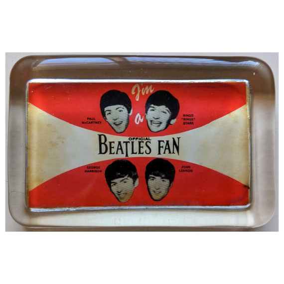 Beatles - Original 1960s I'm A Official Beatles Fan Glass Paperweight