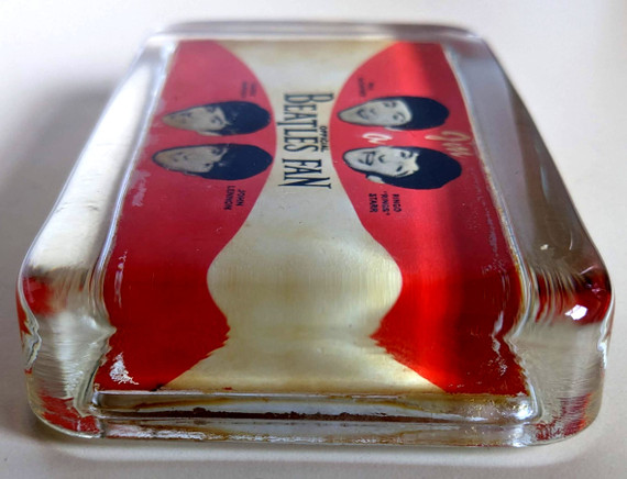 Beatles - Original 1960s I'm A Official Beatles Fan Glass Paperweight