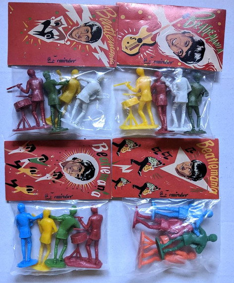 Beatles - 4 Packs (Complete Set 16 Figures) 1960s Beatlemania Emirober Plastic Figures/Cake Toppers