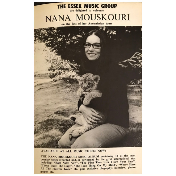 Nana Mouskouri - 1974 Australia Original Concert Tour Program