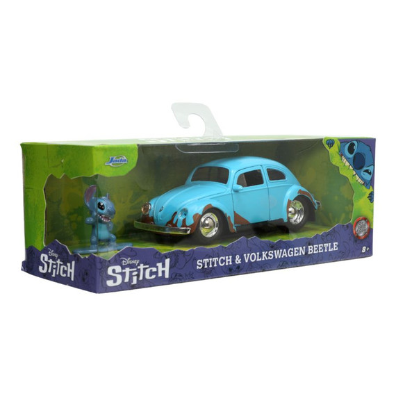 Lilo & Stitch - VW Beetle (Blue) 1:32 Scale Die Cat Car With Stitch Metal Figure