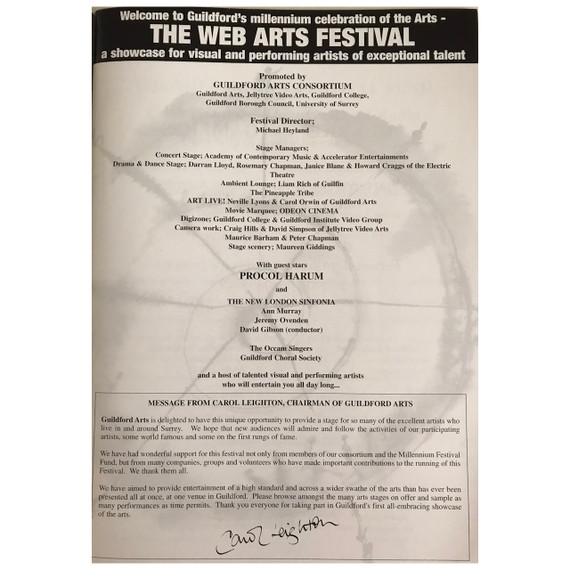 Various Artists - The Web A Festival Supporting The Arts 2000 UK Original Concert Tour Program