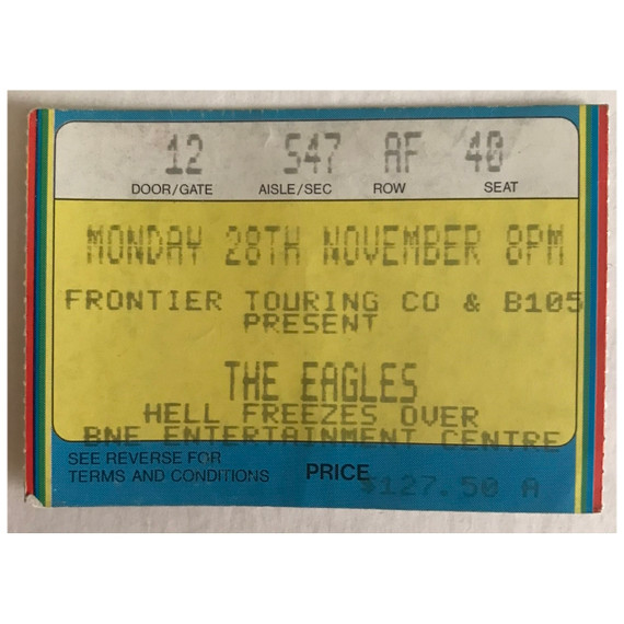 Eagles - Hell Freezes Over 1995 Original Concert Tour Program With Ticket