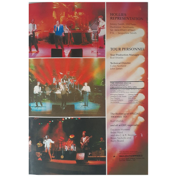 Hollies - Australian 1987 Original Concert Tour Program