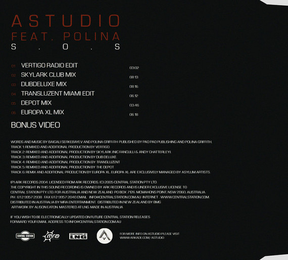 A'Studio Featuring Polina - S.O.S. 6 Track + Video CD Single