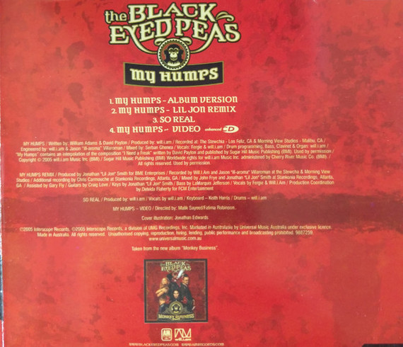 Black Eyed Peas - My Humps 3 Track + Video CD Single