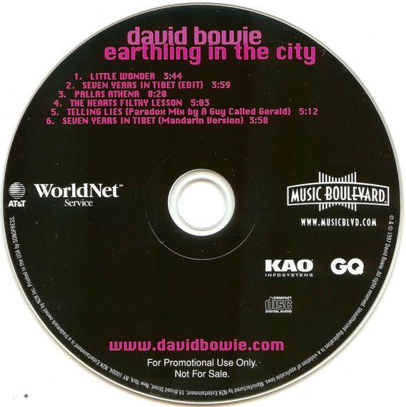 David Bowie - Earthling In The City 6 Track Promo CD