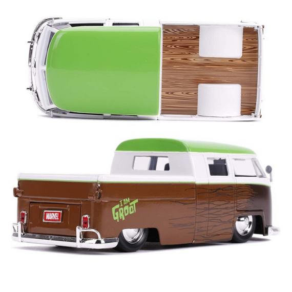 Guardians of the Galaxy - 1:24 1962 Volkswagon Bus with Groot Hollywood Ride Die Cast Car