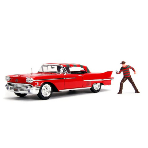 Nightmare On Elm Street - 1:24 1958 Cadillac Series 62 with Figure Hollywood Rides Die Cast Car