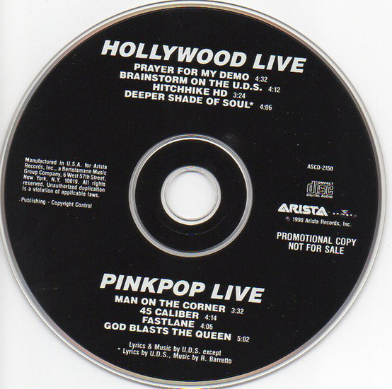 Urban Dance Squad – Hollywood Live / Pinkpop Live - Promo CD