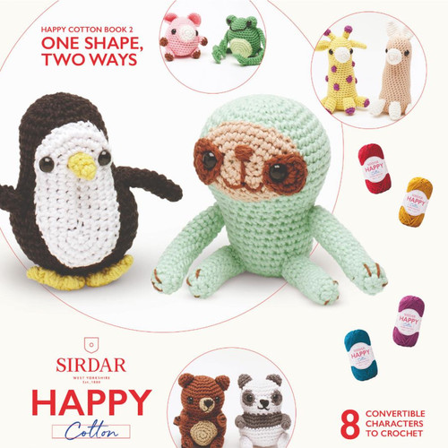 "Sirdar Happy Cotton: One Shape Two Ways" refers to a series of Sirdar pattern booklets that feature crochet patterns for making eight convertible amigurumi characters from one basic shape. "Sirdar Happy Cotton: One Shape Two Ways" refers to a series of Sirdar pattern booklets that feature crochet patterns for making eight convertible amigurumi characters from one basic shape.