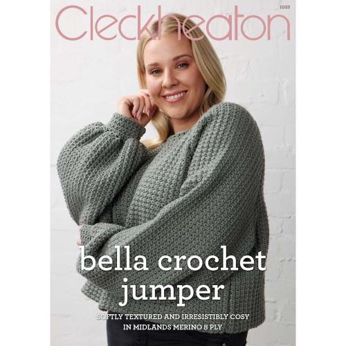 1033 Cleckheaton Bella Crochet Jumper in Midlands Merino 8ply Front Cover