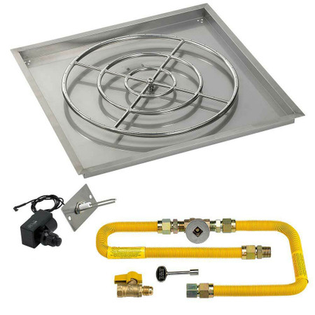 American Fireglass Square 36" Drop-In Pan with Spark Ignition Kit