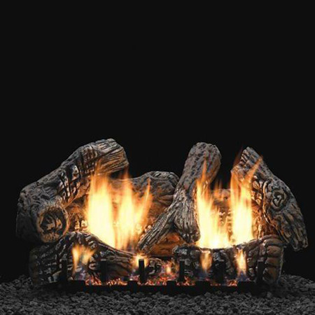 Empire Vent Free 18-inch Sassafras Gas Log Set With Slope Glaze Burner and  Electronic Variable Remote