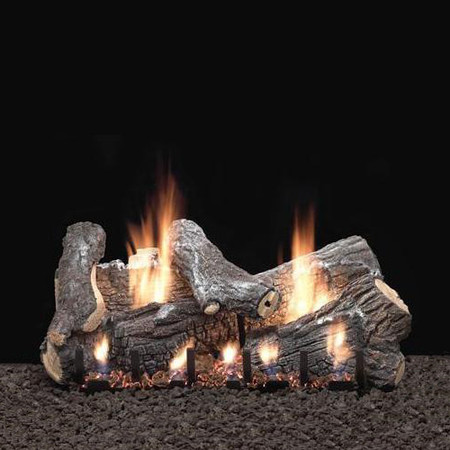 Empire Vent Free 18-inch Sassafras Gas Log Set With Slope Glaze Burner and Electronic Variable Remote
