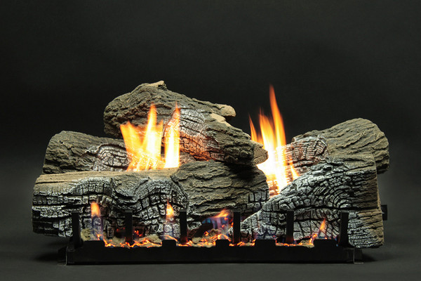 Empire Stacked Wildwood Refractory Log Set with Vent-Free Slope Glaze  Burner System