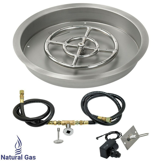 American Fireglass Round drop-in Pan Spark Ignition- Natural Gas