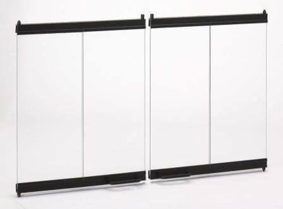 36" Bi-Fold Glass Doors for Woodburning Fireplace (black)