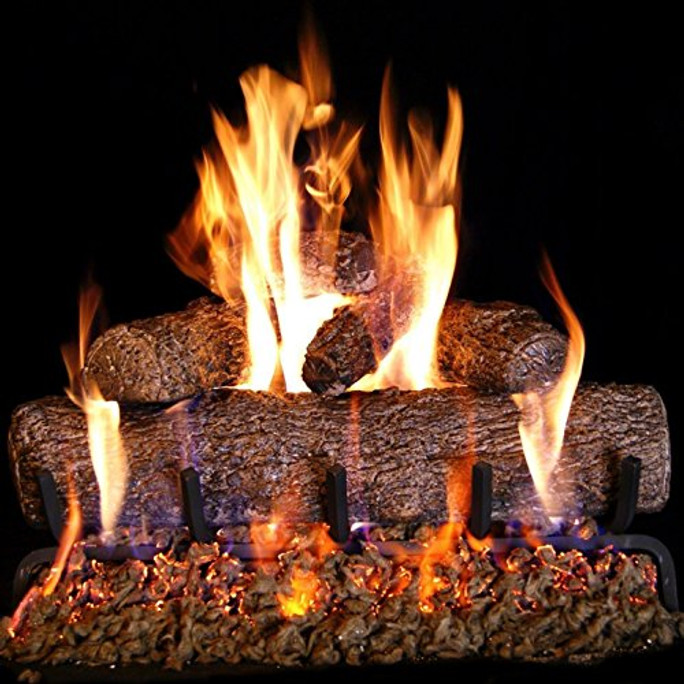 Real Fyre 24-inch Live-Oak Log Set With Vented Burner Match Lit (Natural Gas Only)