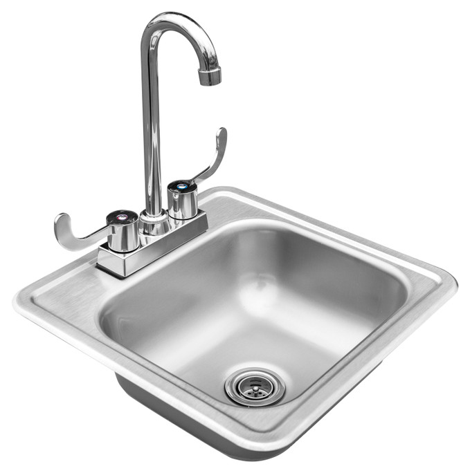 SummerSet 15x15" Stainless Steel Drop-in Sink & Hot/Cold Faucet